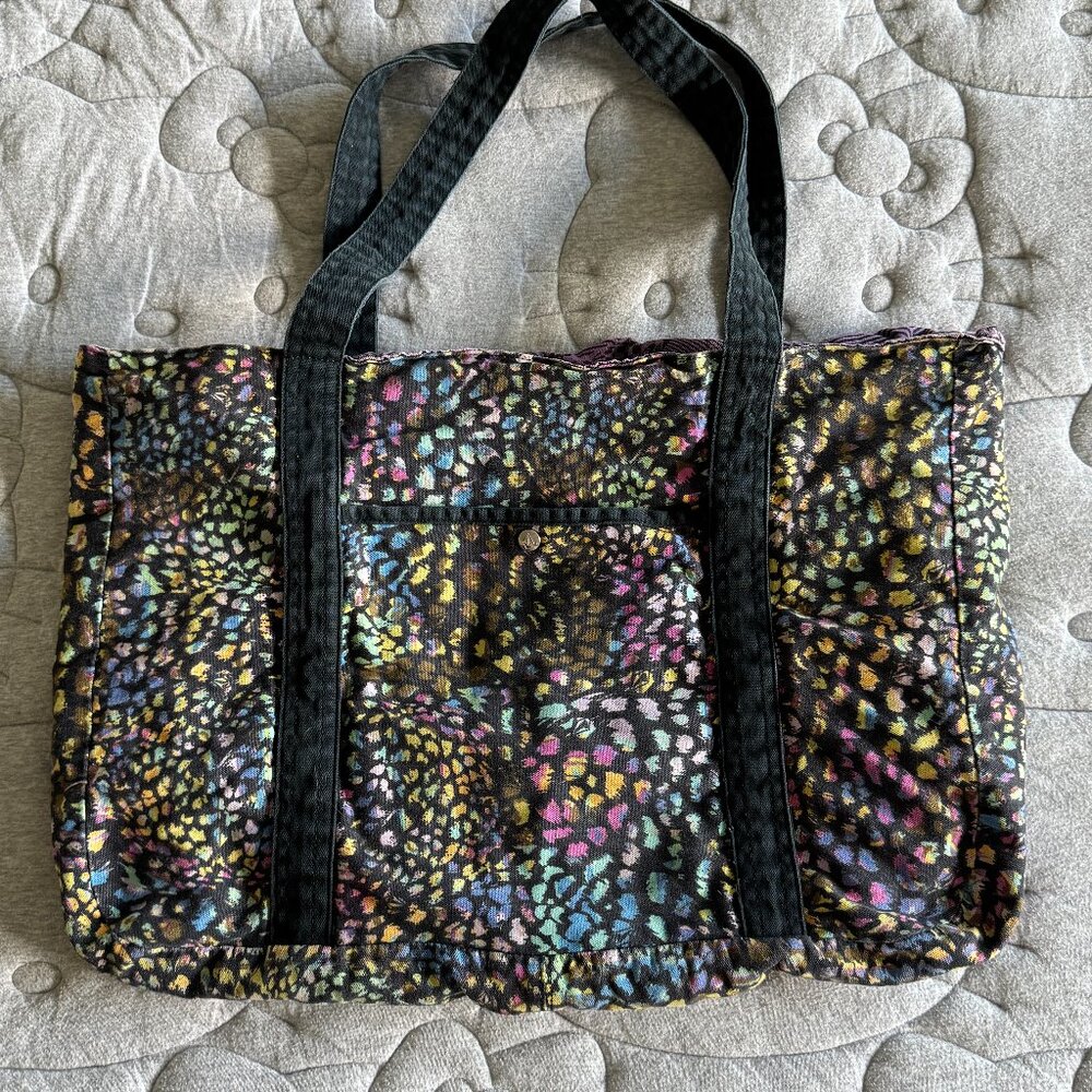 VOLCOM Reversible Oversized Canvas Tote Bag 24" Travel Weekend Beach Bag